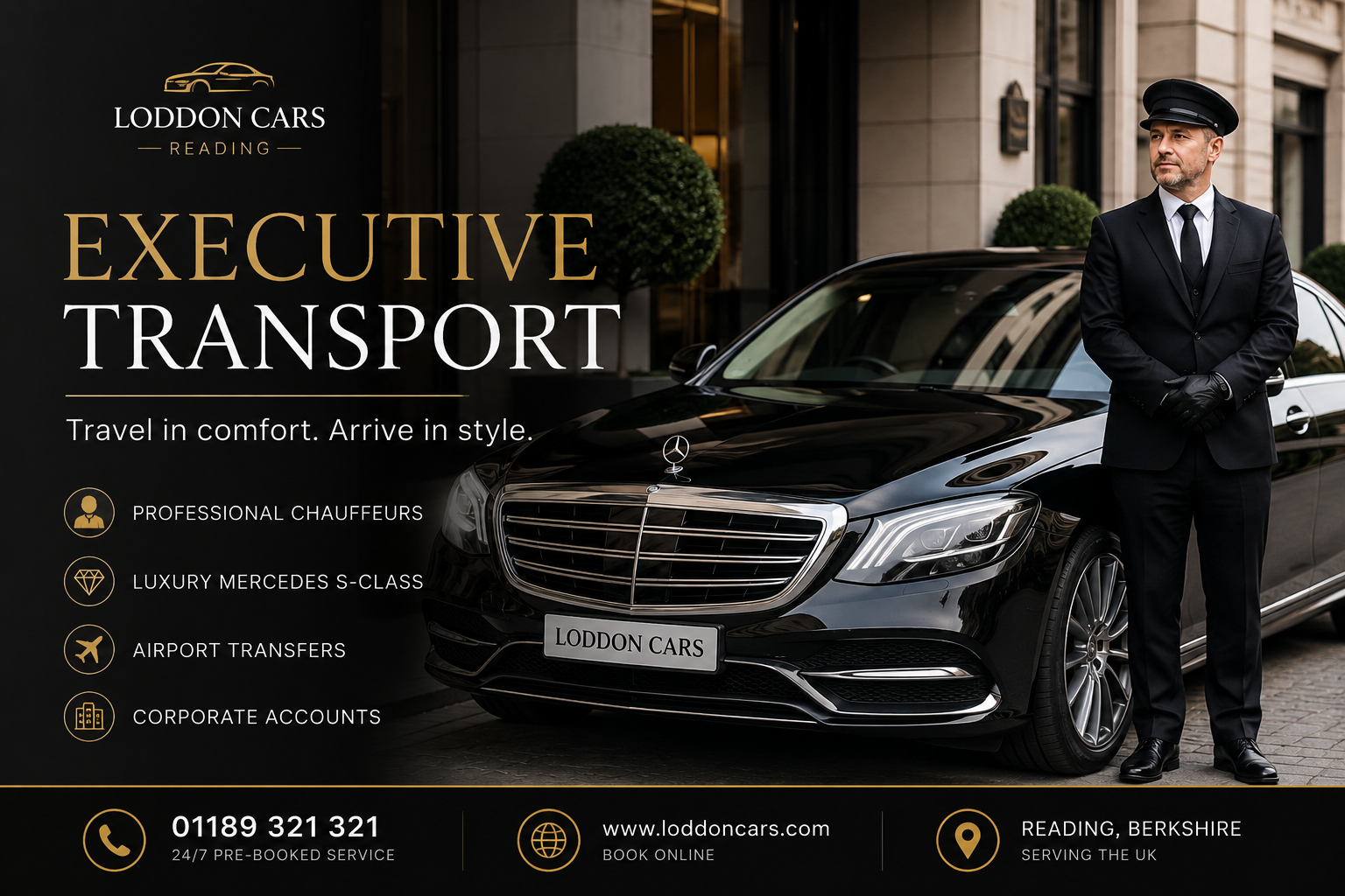 Executive VIP Taxi Hire Reading with a luxury vehicle by Loddon Cars