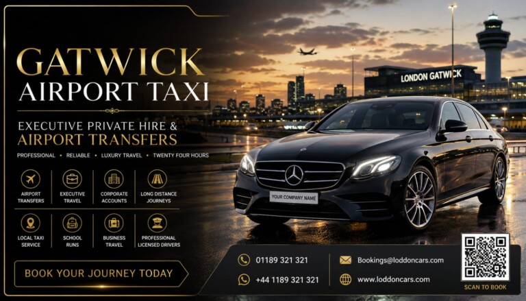 Loddon Cars Gatwick Airport taxi outside the North Terminal