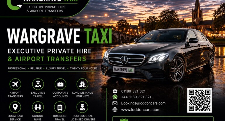 Executive Mercedes taxi providing Wargrave Taxi service outside Wargrave Railway Station.
