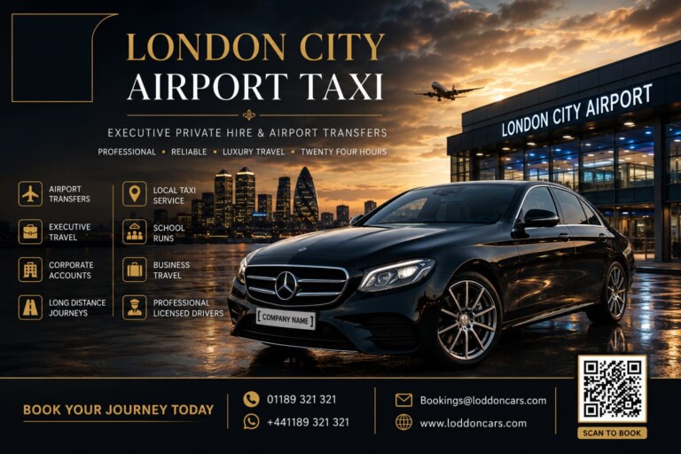 Loddon Cars London City Airport taxi outside the terminal entrance