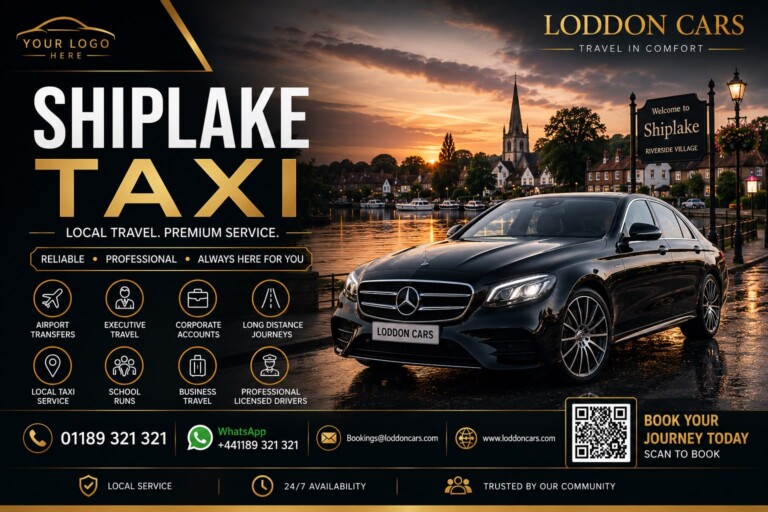 Shiplake Taxi by Loddon Cars providing reliable local taxi services and airport transfers in Shiplake, Oxfordshire.