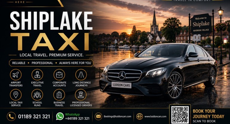 Shiplake Taxi by Loddon Cars providing reliable local taxi services and airport transfers in Shiplake, Oxfordshire.