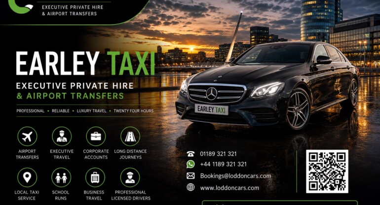 Executive Heathrow Airport transfer from Earley by Loddon Cars.