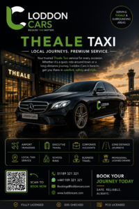 Theale Taxis promotional image: a green-and-white taxi on a countryside road in Reading, Berkshire.