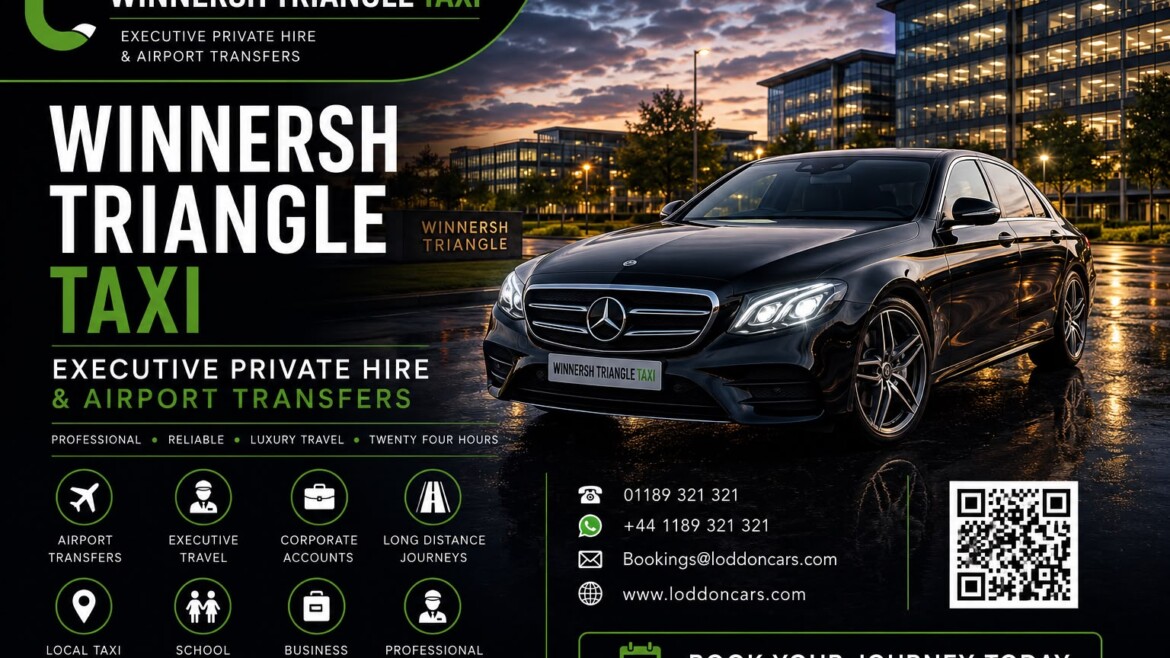 Executive Mercedes taxi outside Winnersh Triangle Business Park providing Winnersh Triangle Taxi service