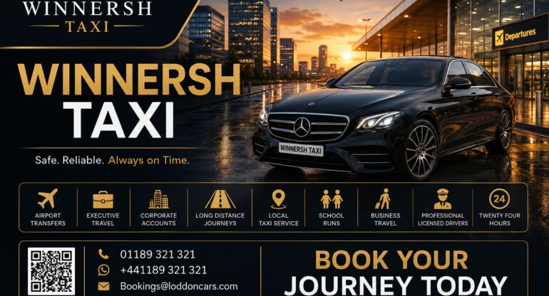 Winnersh Taxi by Loddon Cars providing reliable local taxi services, executive travel and airport transfers in Winnersh, Berkshire.