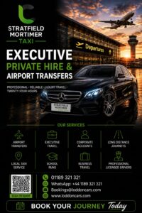 Stratfield Mortimer taxi - Reading Taxis Executive vehicle travelling through Berkshire countryside roads